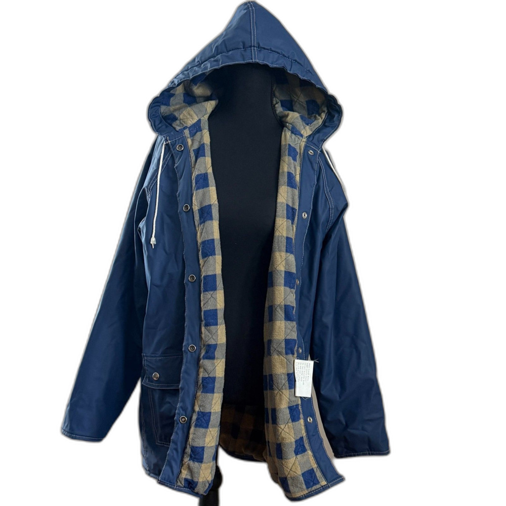 Men's Women's Unisex Large Navy Heavy Insulated Rain Coat - Super Durable